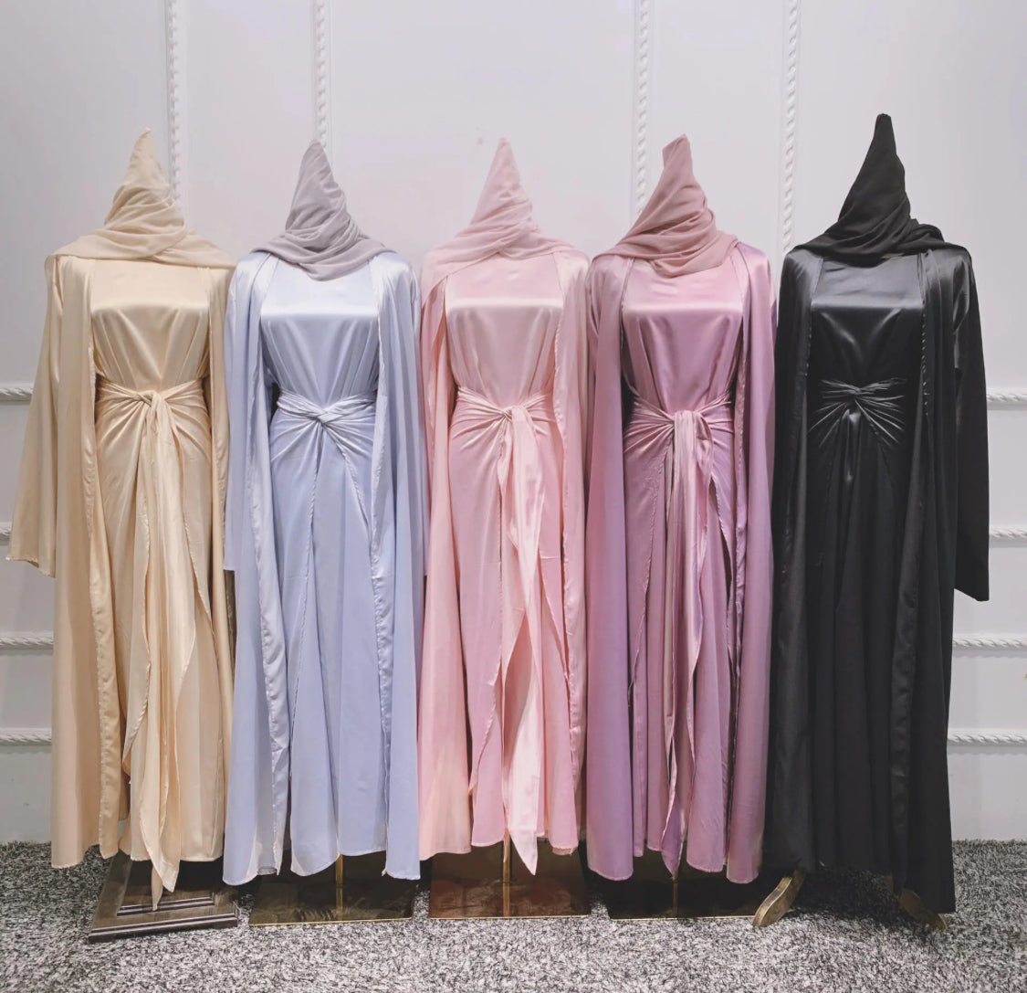 Satin 3 Piece Abayas