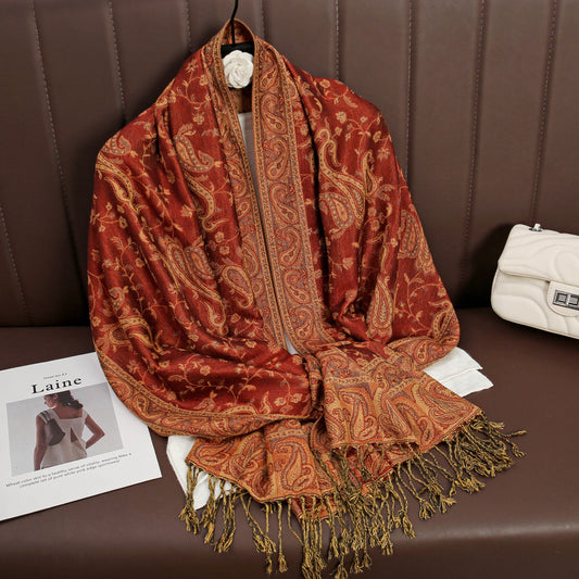 Pashmina- Maroon/Cream