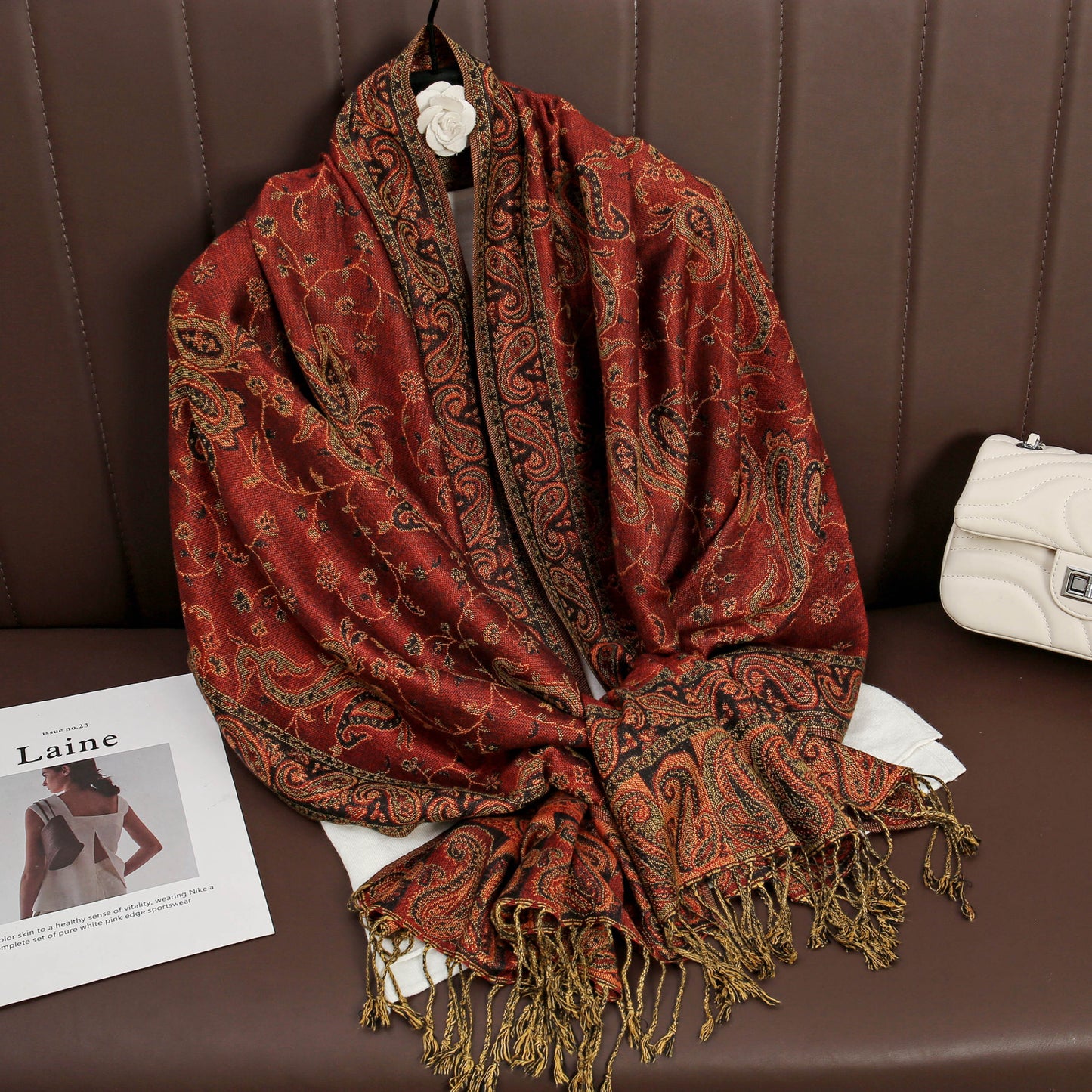 Pashmina- Maroon/Black