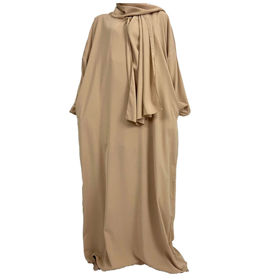 Khaki- Prayer Abaya with Attached Hijab