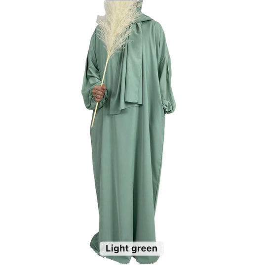 Mint Green - Prayer Abaya with Attached Hijab