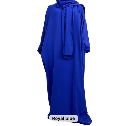 Royal Blue- Prayer Abaya with Attached Hijab