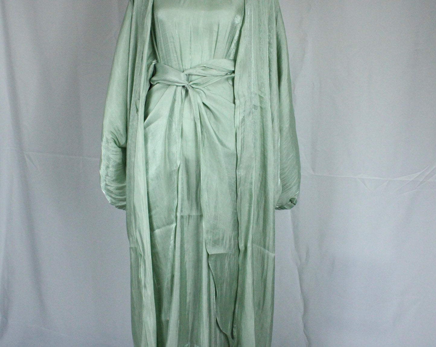 Lul 3 piece abaya set : Light Green