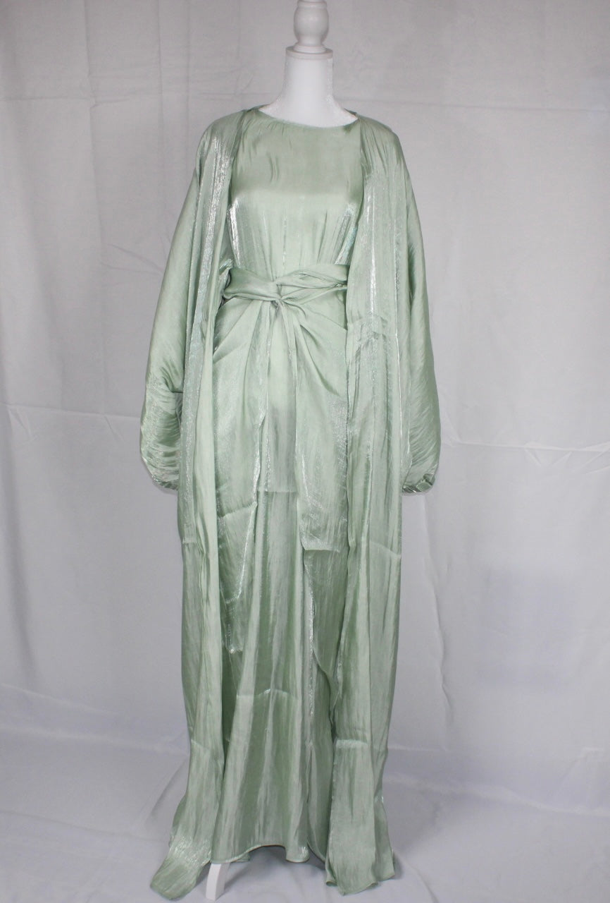 Lul 3 piece abaya set : Light Green