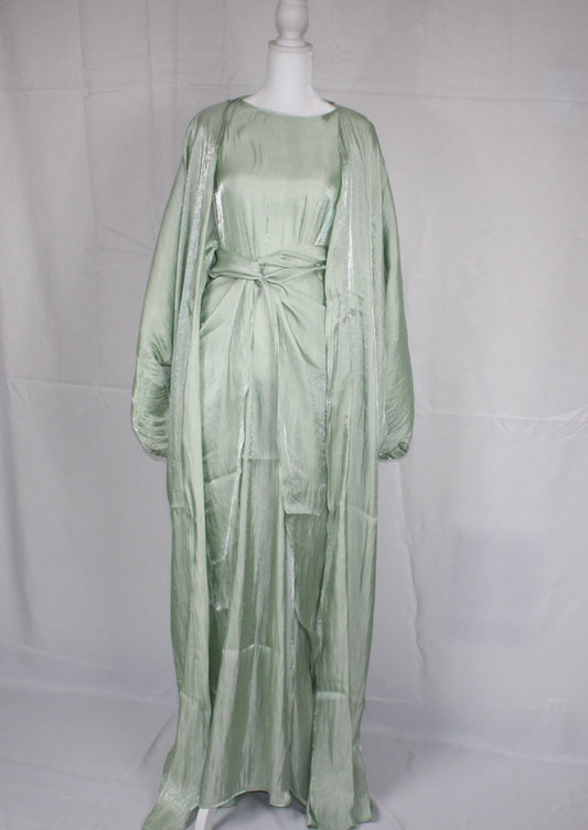 Lul 3 piece abaya set : Light Green