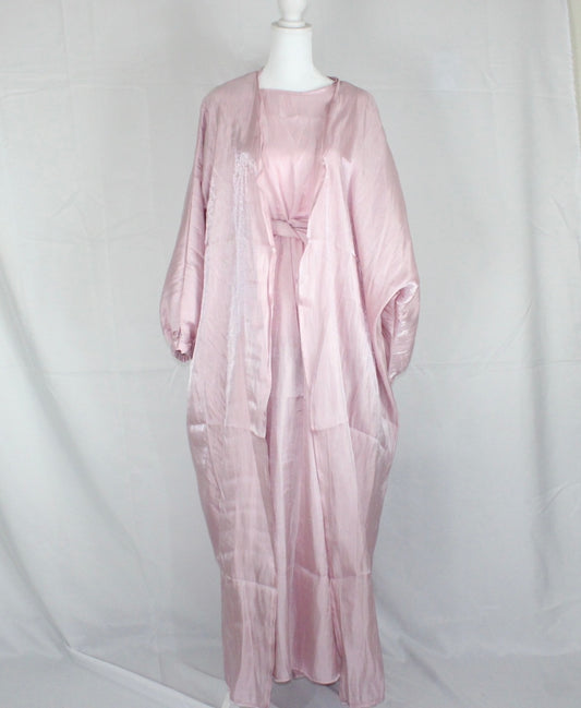 Lul 3 piece abaya set : Light pink