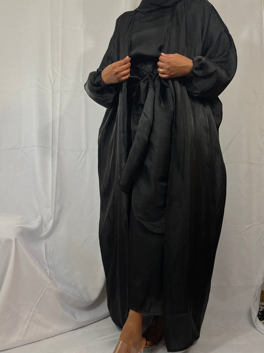 Lul 3 piece abaya set : Black